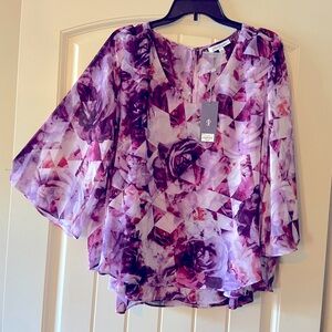 XL Jennifer Lopez top shirt silky washable lavender color flowing sleeves